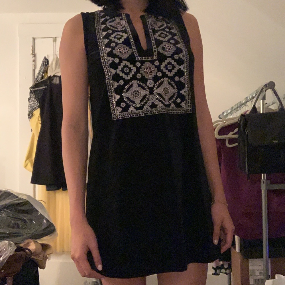 Velvet Beaded Shift Dress
